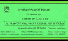 Přijďte na  21. tradiční myslivecký večírek při svíčkách