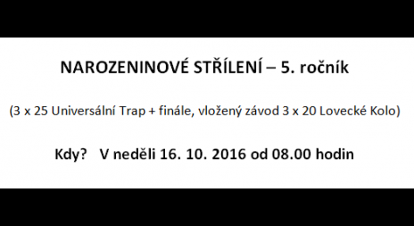Pozvánka na narozeninové střílení na střelnici Popice