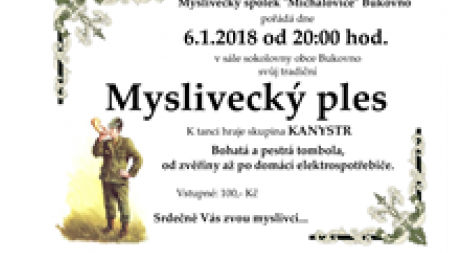 Pozvánka na myslivecký ples MS Michalovice 